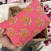 Vriksham Cotton Pouch, Purse for Women with Zipper-Floral Print-Pink-G19039